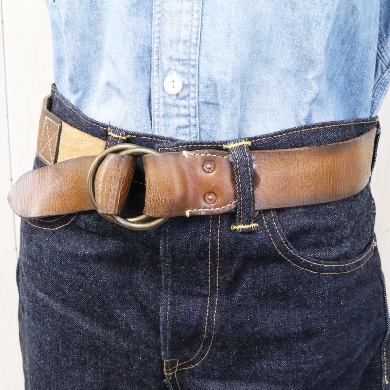 Double RL : DISTRESSED LEATHER BELT (VINTAGE BROWN)