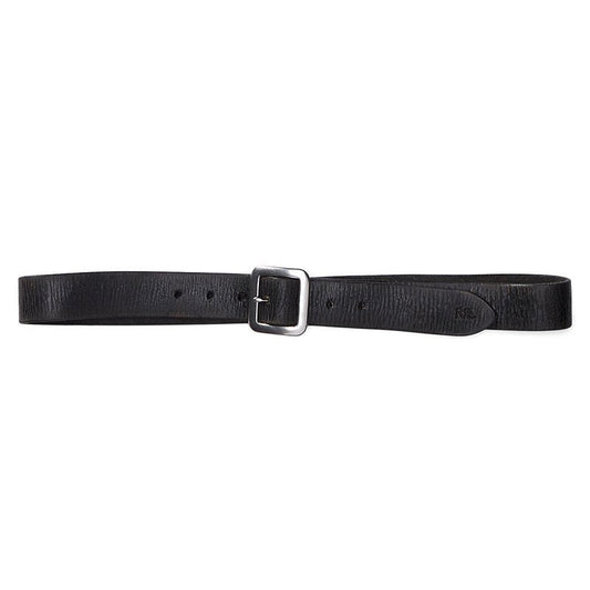 Double RL : HAND-BURNISHED LEATHER BELT (VINTAGE BLACK)
