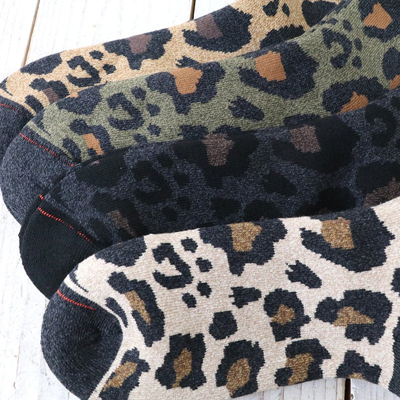 ROTOTO : PILE LEOPARD CREW SOCKS