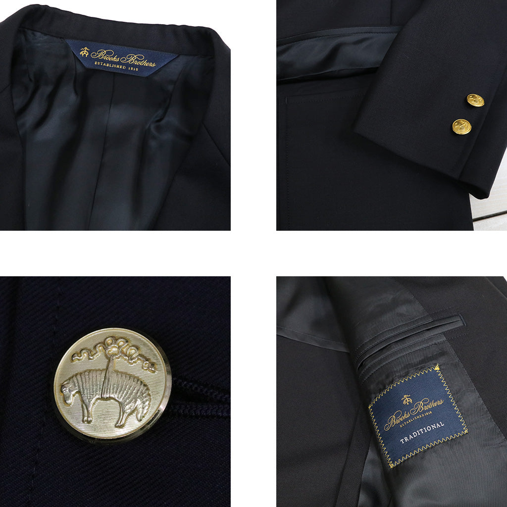 Brooks Brothers : ウールサージ 段返り3釦ブレザー Traditional Fit (Navy)