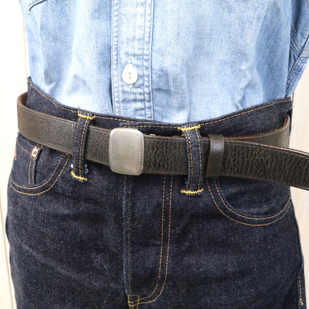 Double RL : VINCENNES LEATHER BELT (VINTAGE BLACK)