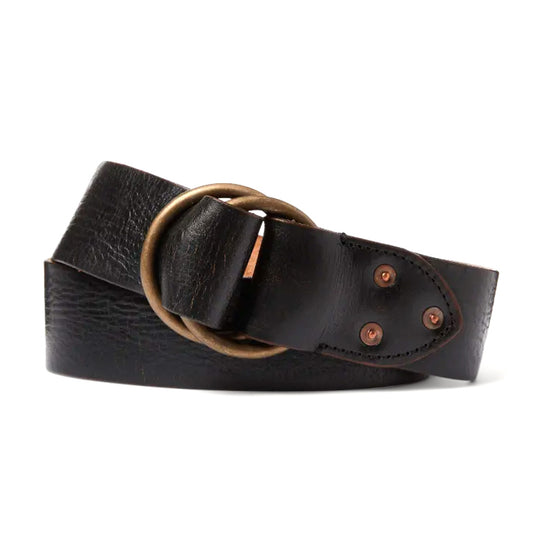 Double RL : LEATHER DOUBLE-O-RING BELT (BLACK)