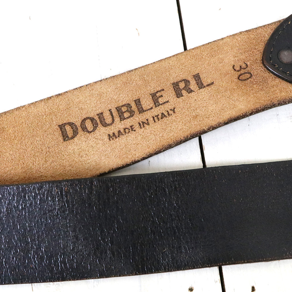 Double RL : LEATHER DOUBLE-O-RING BELT (BLACK)