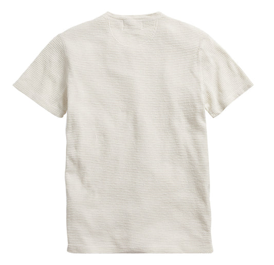 Double RL : WAFFLE-KNIT SHORT-SLEEVE HENLEY SHIRT (NATURAL)