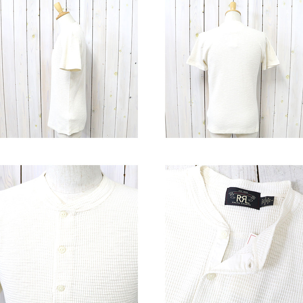 Double RL : WAFFLE-KNIT SHORT-SLEEVE HENLEY SHIRT (NATURAL)