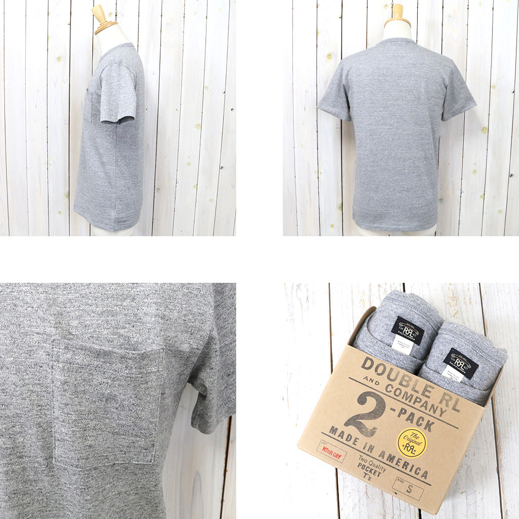 Double RL : GARMENT-DYED POCKET T-SHIRT 2PACK (GRAY)