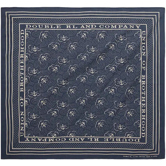 Double RL『ANCHOR-PRINT COTTON BANDANA』(NAVY)
