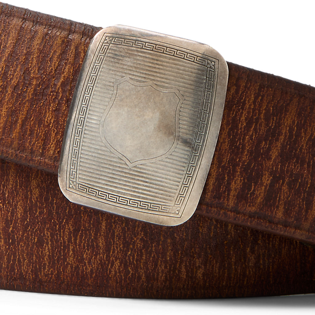 Double RL : SLIDER BUCKLE LEATHER BELT (BROWN)