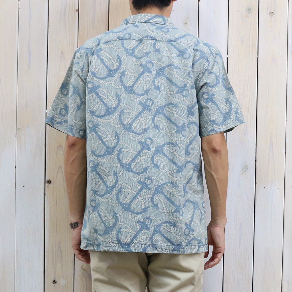 Double RL : INDIGO ANCHOR PRINT CAMP SHIRT