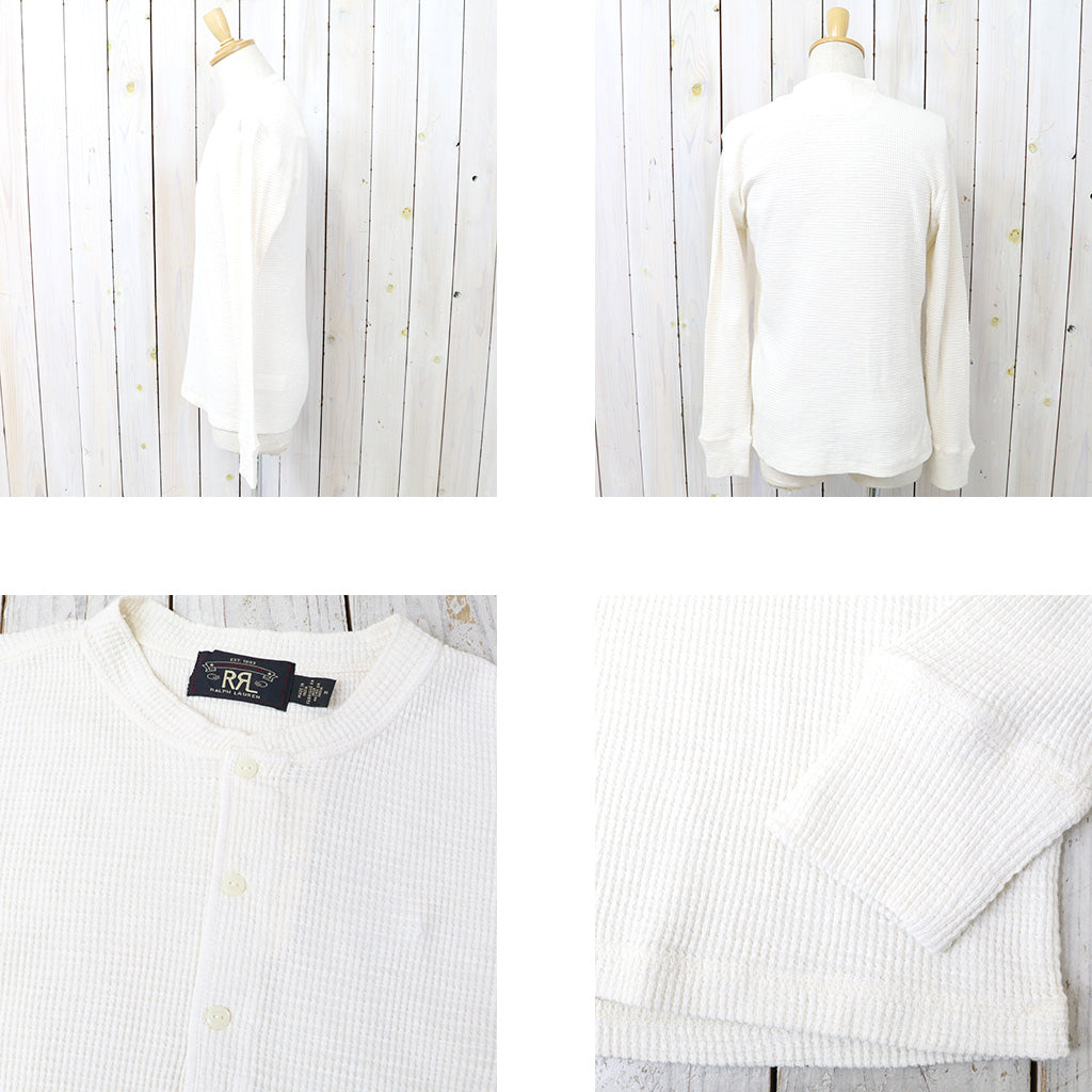Double RL : WAFFLE-KNIT HENLEY NECK (PAPER WHITE)