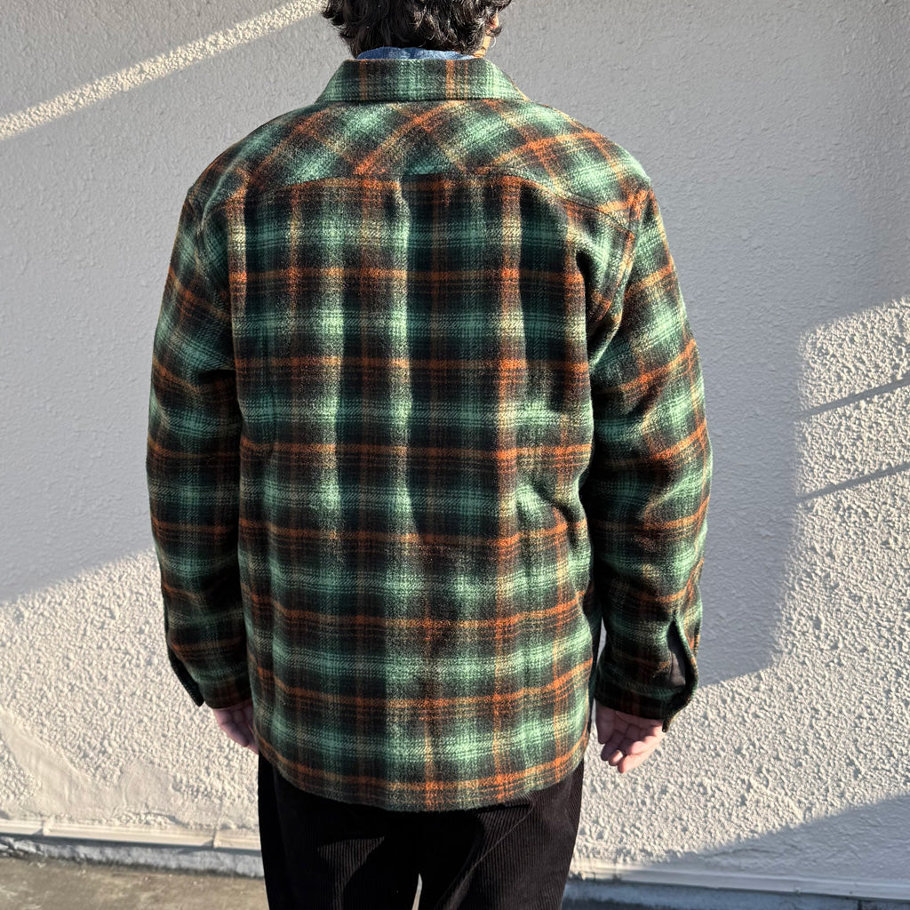 Double RL : PLAID WOOL TWILL OVERSHIRT (GREEN)