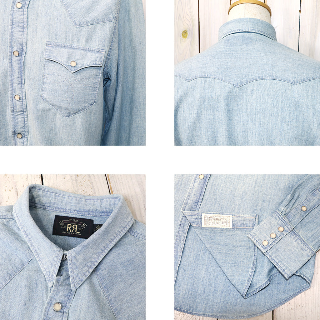 Double RL : SLIM FIT CHAMBRAY WESTERN SHIRT (DAVEY WASH)