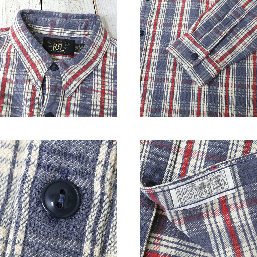 Double RL : PLAID TWILL WORKSHIRT (BLUE/CREAM/RED)