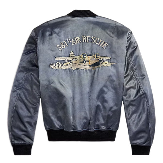 Double RL : EMBROIDERED SATIN FLIGHT JACKET