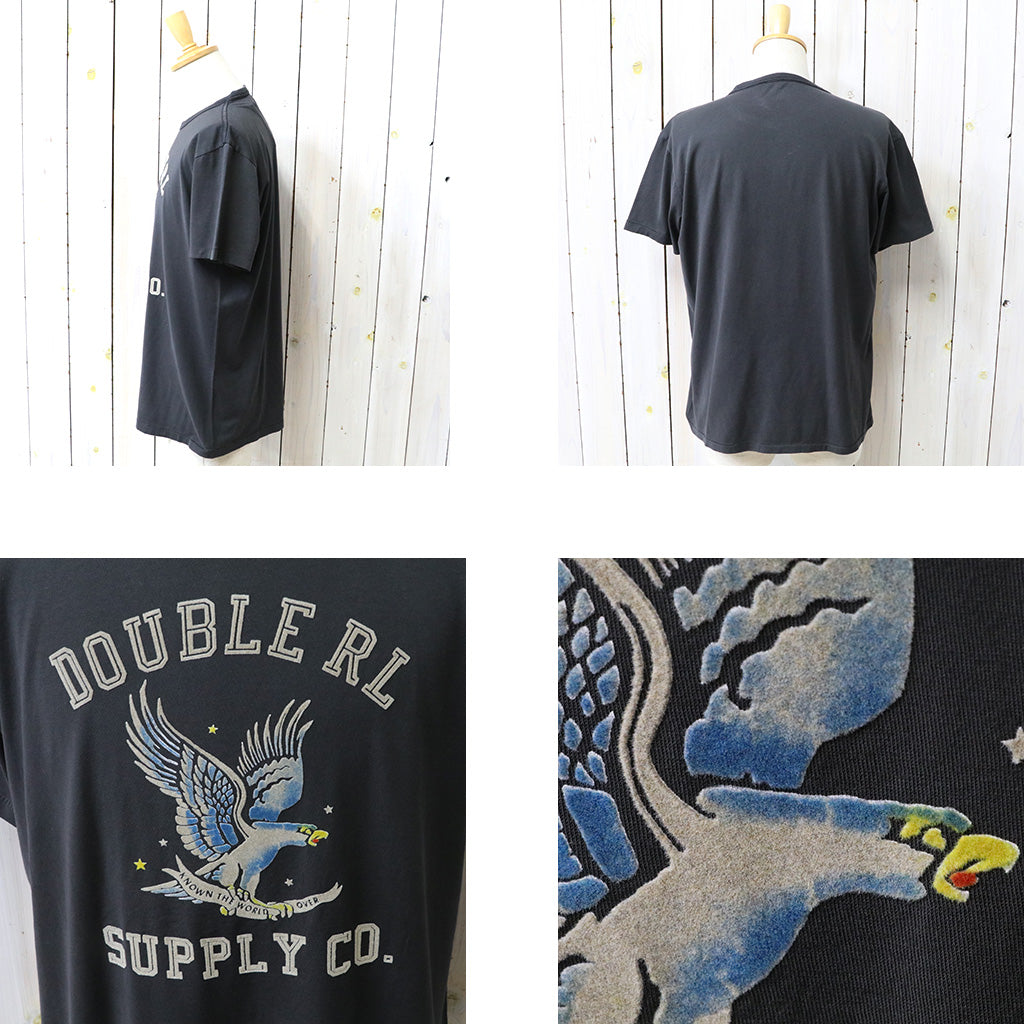 Double RL : GARMENT-DYED JERSEY GRAPHIC T-SHIRT (FADED BLACK)