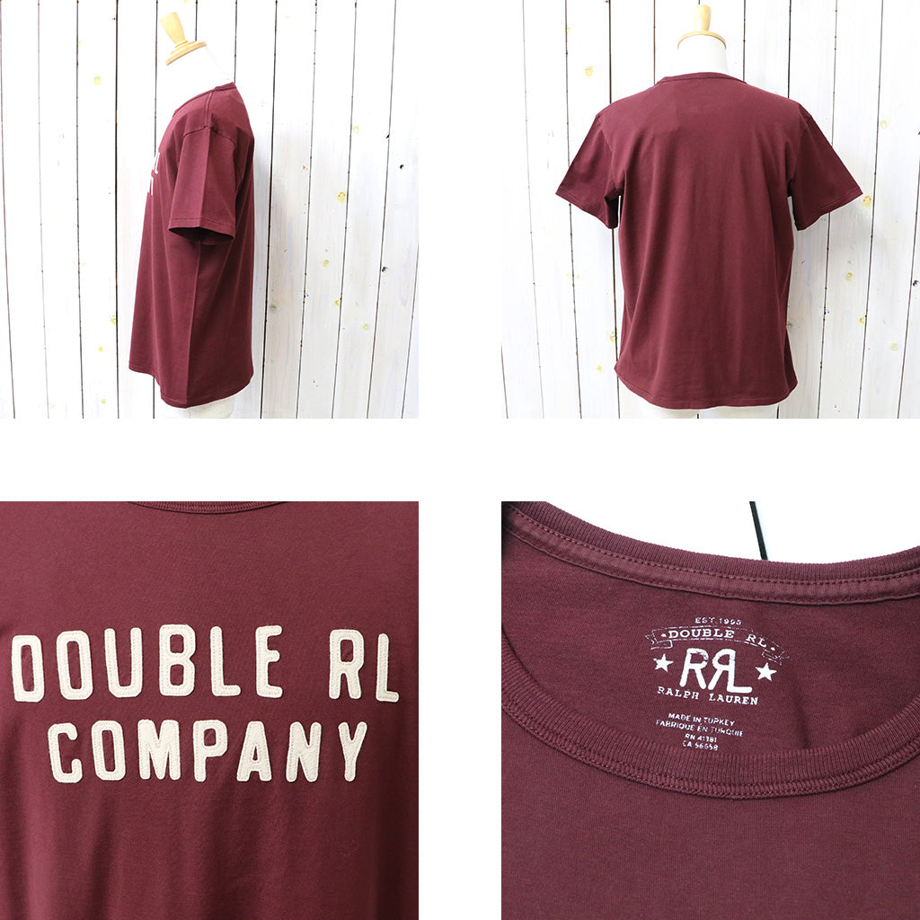 Double RL : LOGO GARMENT-DYED LOGO JERSEY T-SHIRT (VINTAGE BURGUNDY)