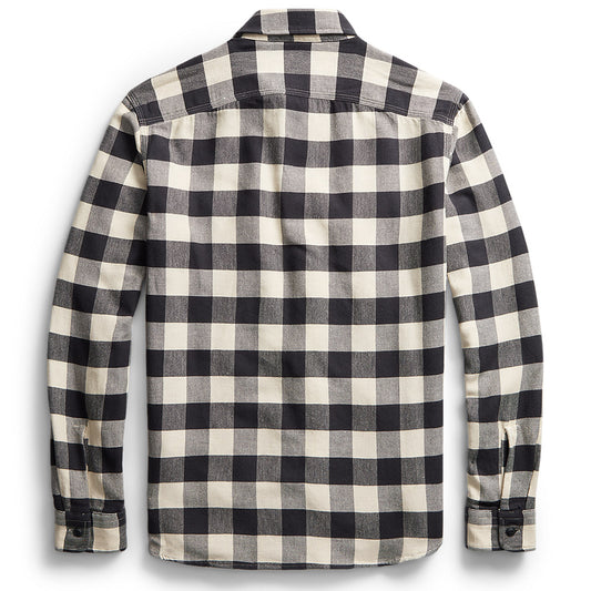 Double RL : BUFFALO CHECK TWILL WORK SHIRT (NATURAL)