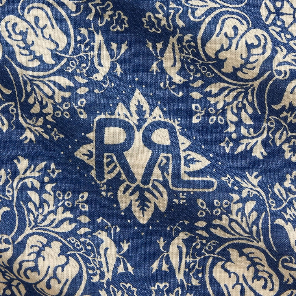 Double RL : INDIGO FLORAL PRINT COTTON BANDANA (INDIGO/CREAM)