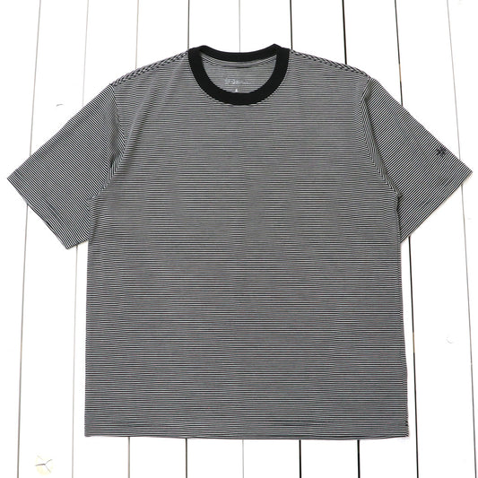 Goldwin : Striped Wool/Lyocell Jersey T-shirt (BLACK)
