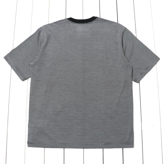 Goldwin : Striped Wool/Lyocell Jersey T-shirt (BLACK)