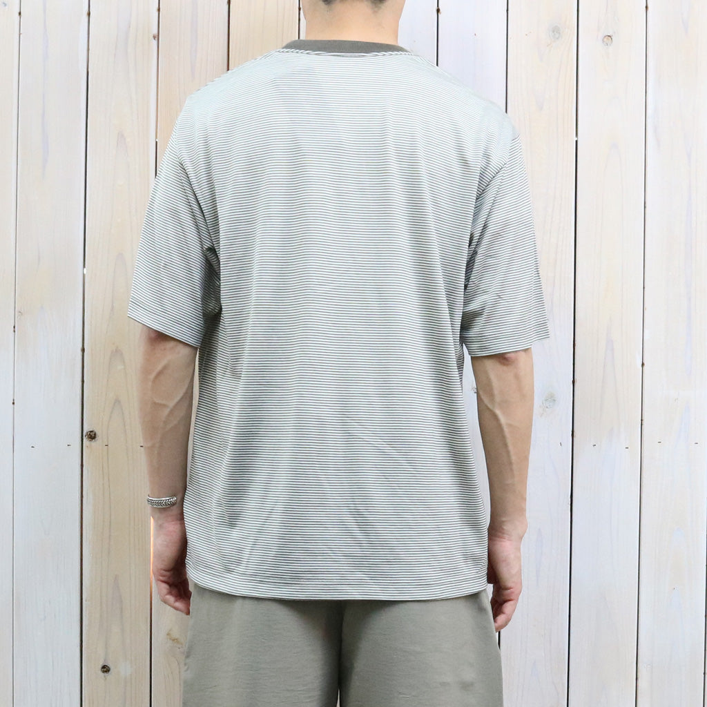 Goldwin : Striped Wool/Lyocell Jersey T-shirt (IVORY)