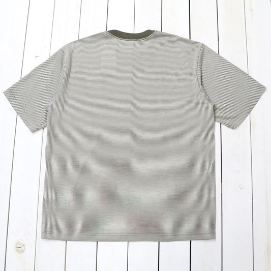 Goldwin : Striped Wool/Lyocell Jersey T-shirt (IVORY)