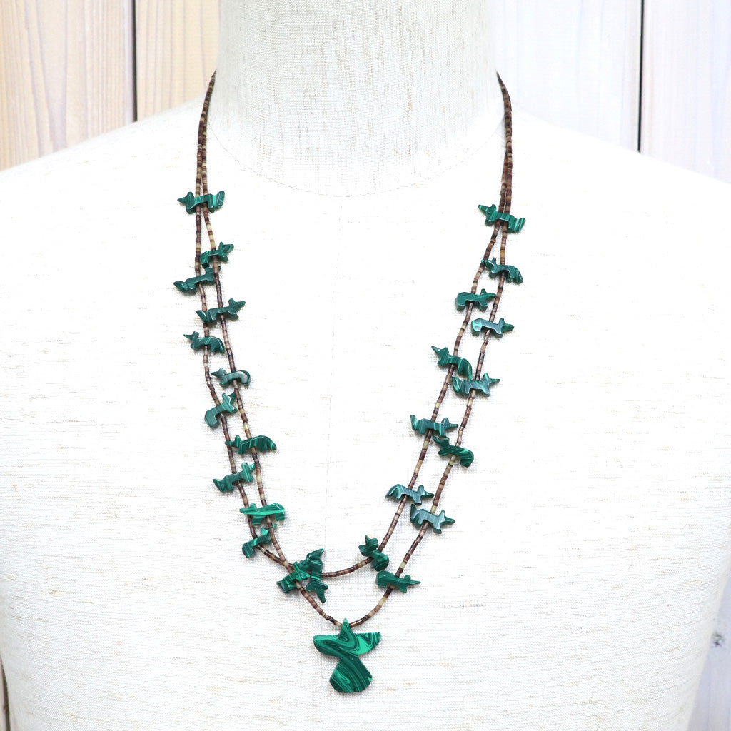 Indian Jewelry : Navajo Artisan Malachitq Necklace(B)