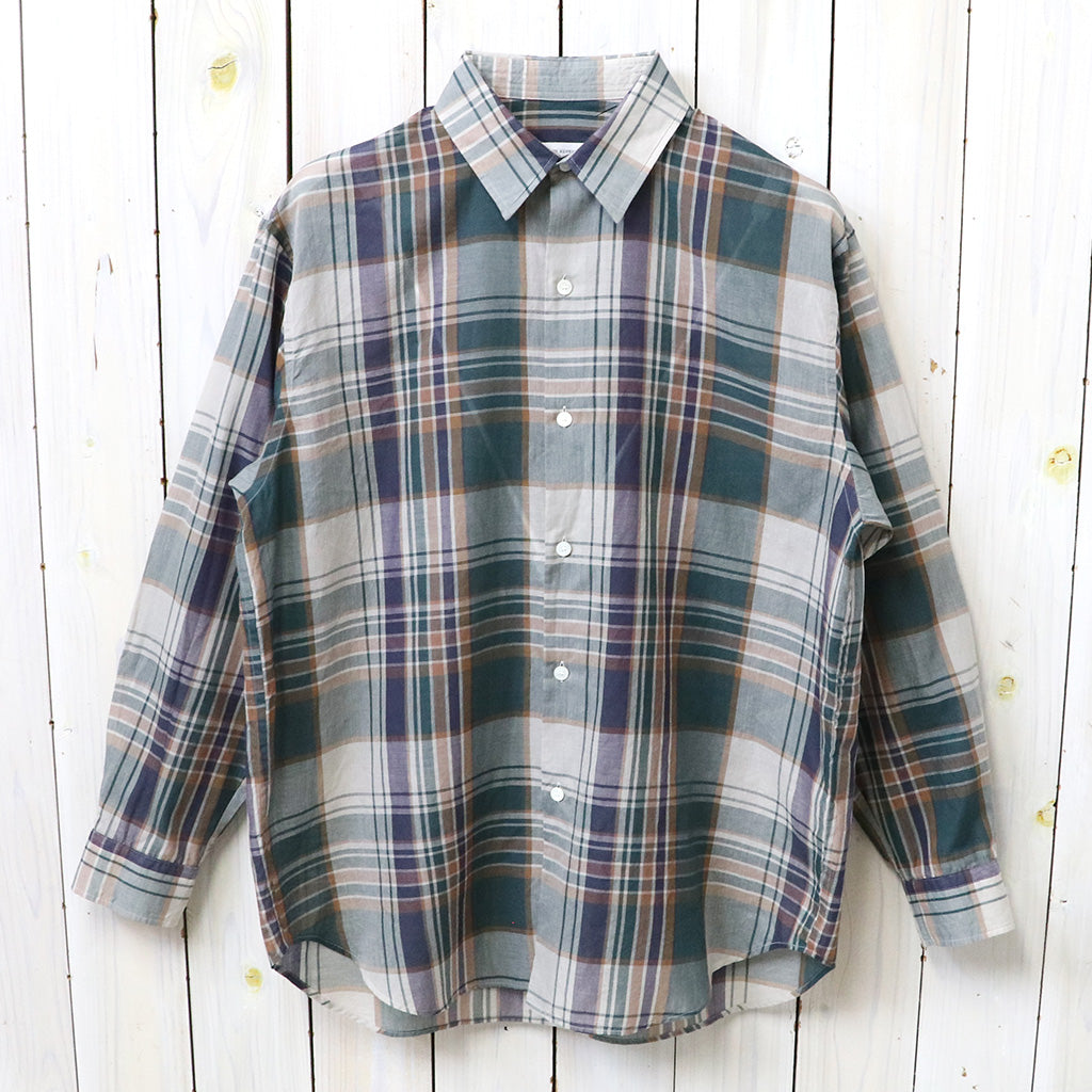 Kaptain Sunshin : Gauze Plaid Plain Shirt (FOREST PLAID) – Reggieshop