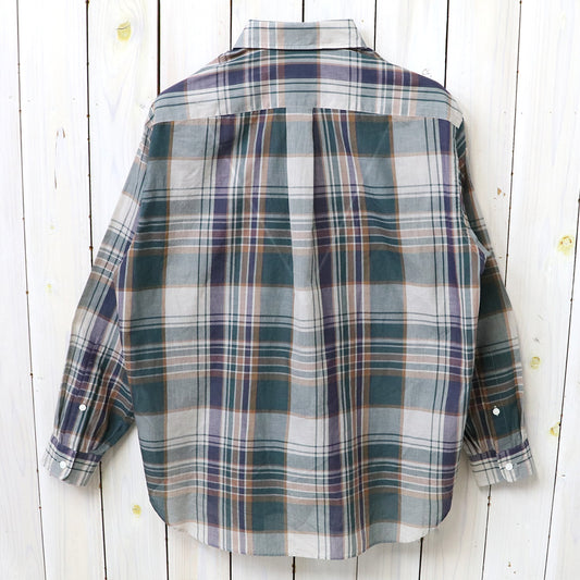 Kaptain Sunshin : Gauze Plaid Plain Shirt (FOREST PLAID)
