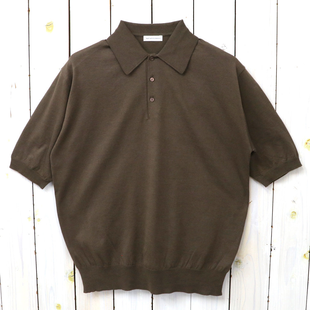 Kaptain Sunshine : Cotton Knit Poloshirt (MOCHA BROWN) – Reggieshop