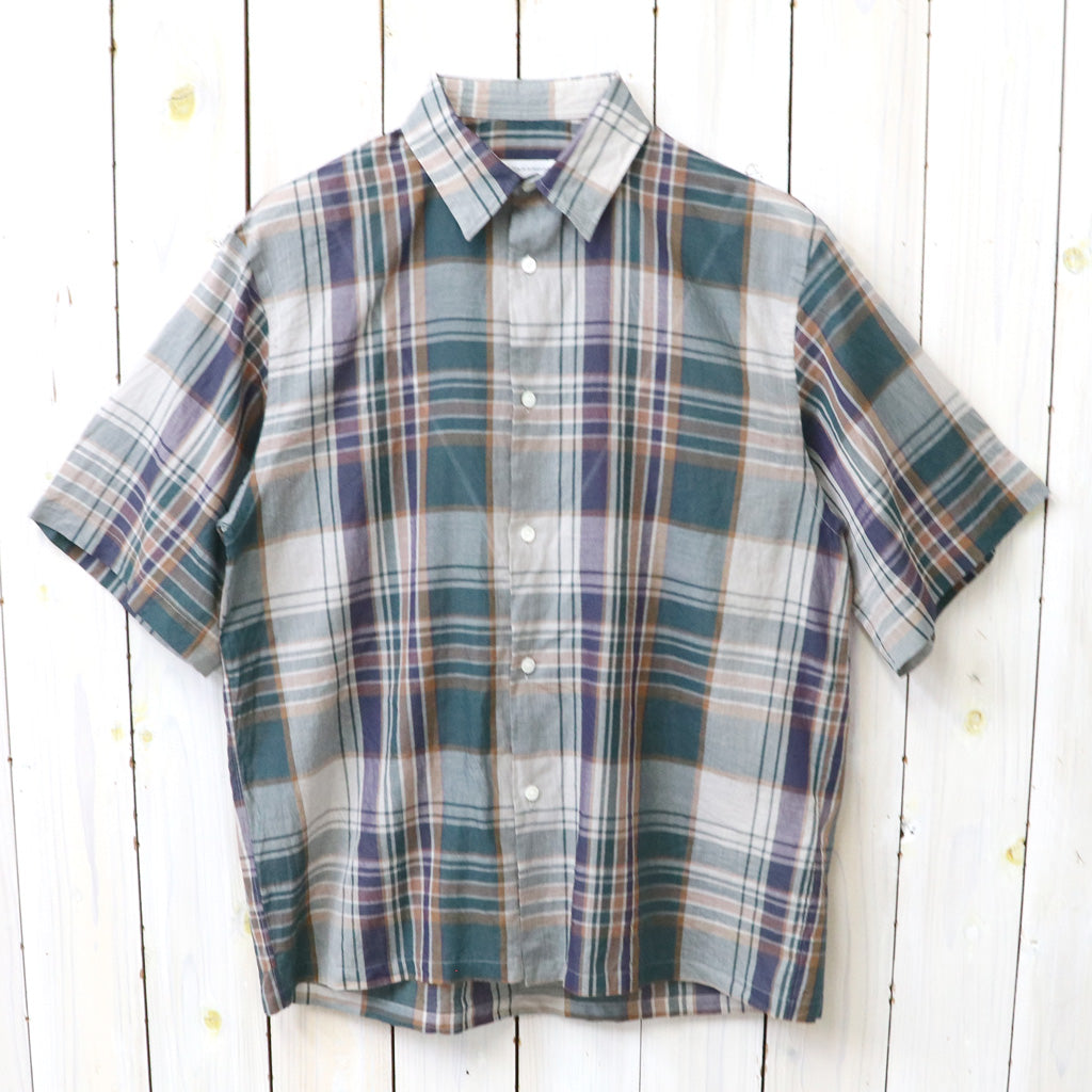 Kaptain Sunshin : Gauze Plaid Plain SS Shirt (FOREST PLAID