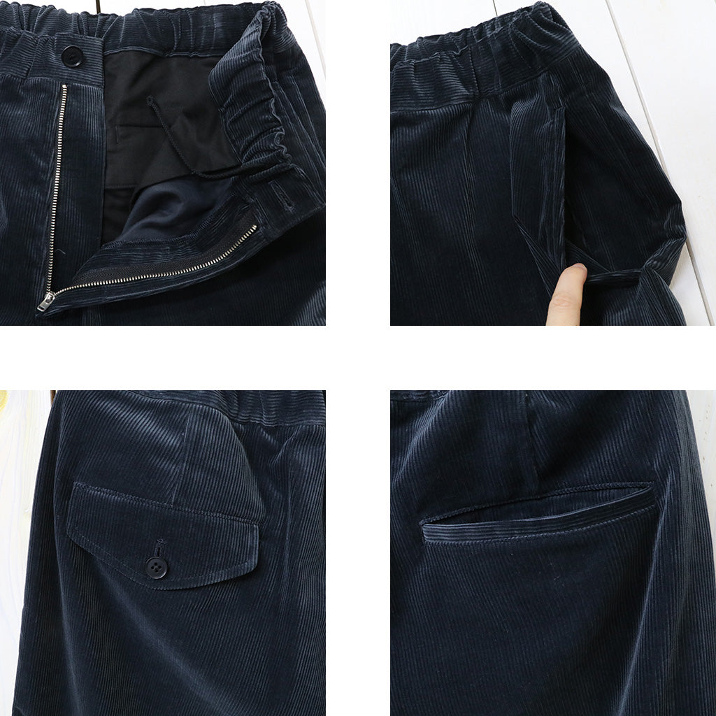 Kaptain Sunshine : Cotton Corduroy Easy Trousers (NAVY)