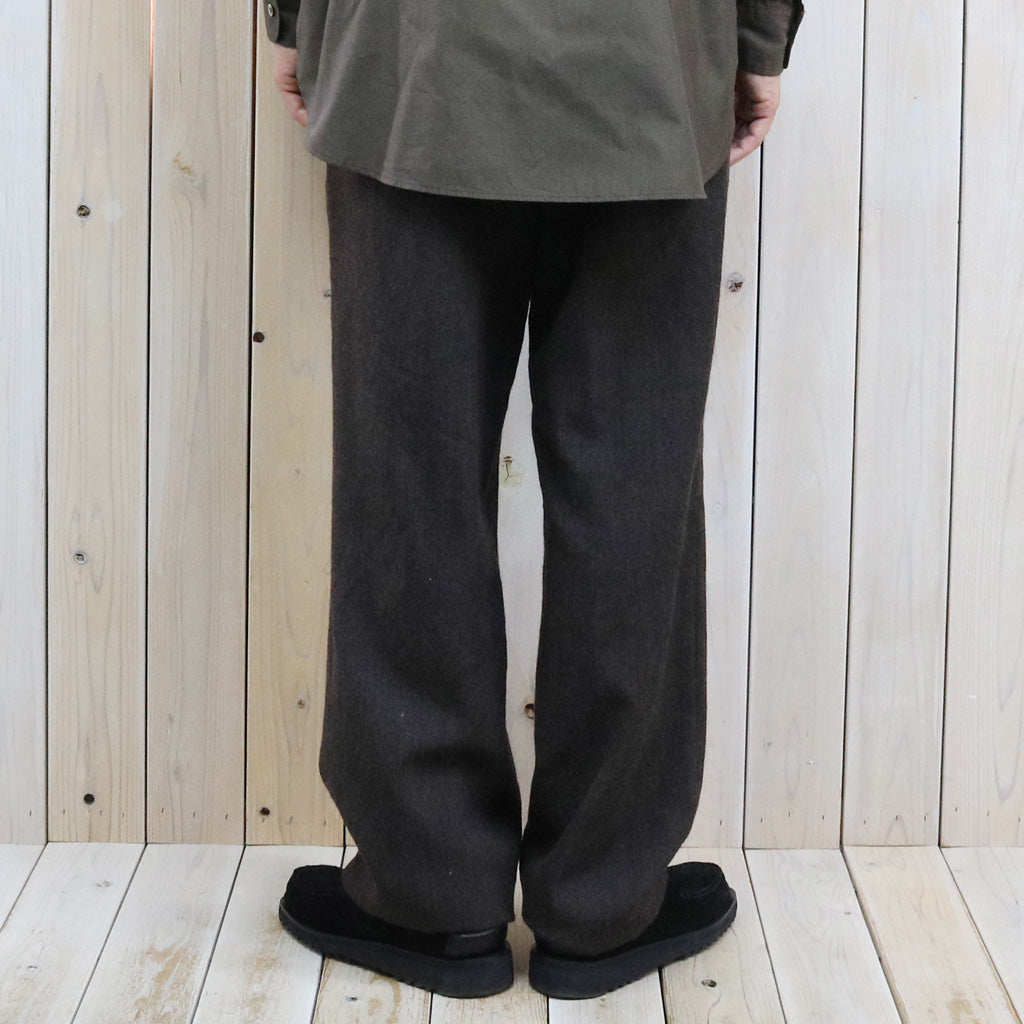 Kaptain Sunshine : Wool Herringbone Easy Trousers (TOP BROWN)