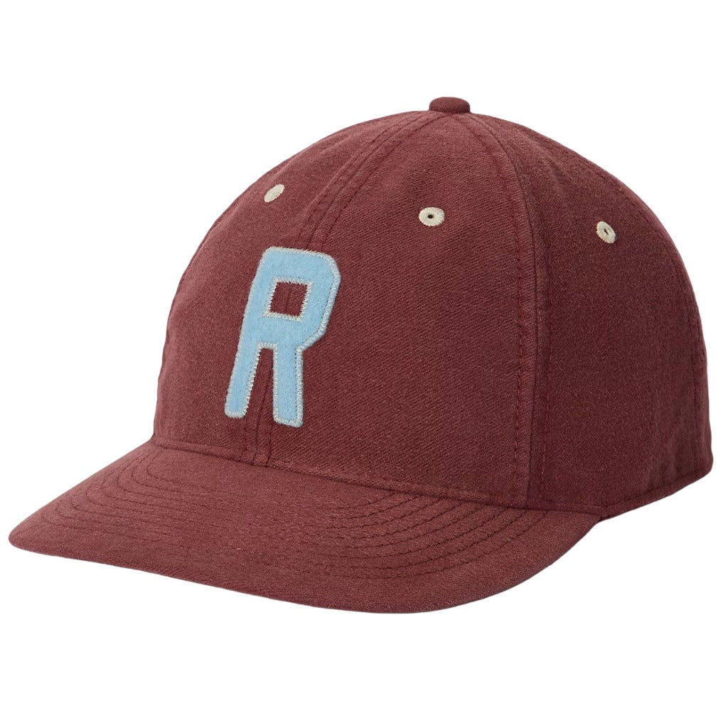 POLO RALPH LAUREN : FELT-PATCH CHAMOIS BASEBALL CAP (RED WINE