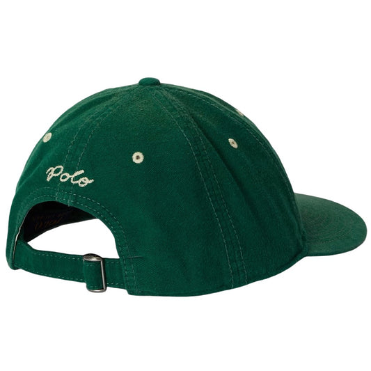 POLO RALPH LAUREN : FELT-PATCH CHAMOIS BASEBALL CAP (PARK GREEN)