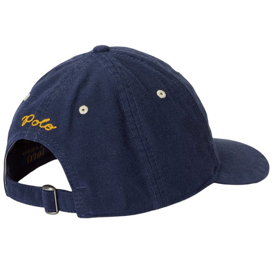 POLO RALPH LAUREN : FELT-PATCH CHAMOIS BASEBALL CAP (NEWPORT NAVY)