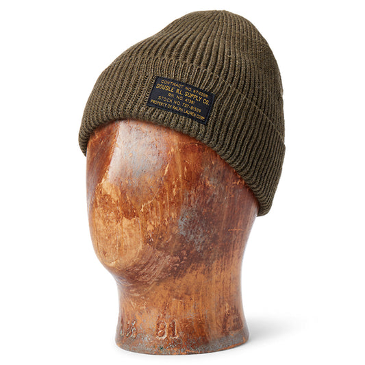 Double RL : COTTON WATCH CAP (OLIVE DRAB)