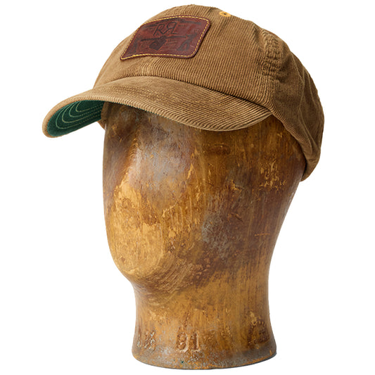 Double RL : LEATHER PATCH CORDUROY TRUCKER CAP (BROWN)