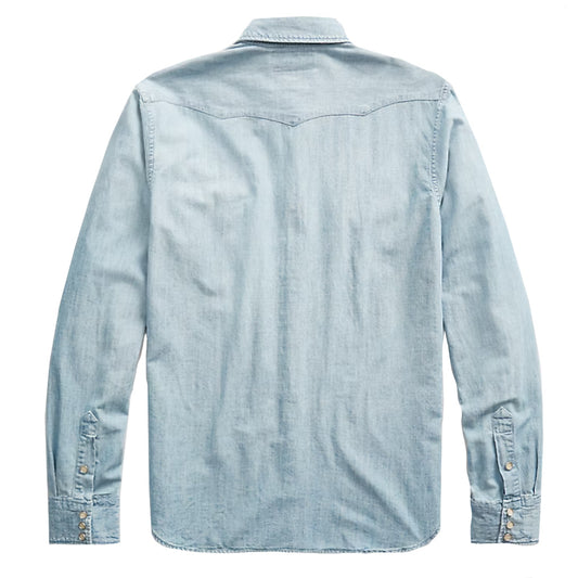 Double RL : SLIM FIT CHAMBRAY WESTERN SHIRT (DAVEY WASH)