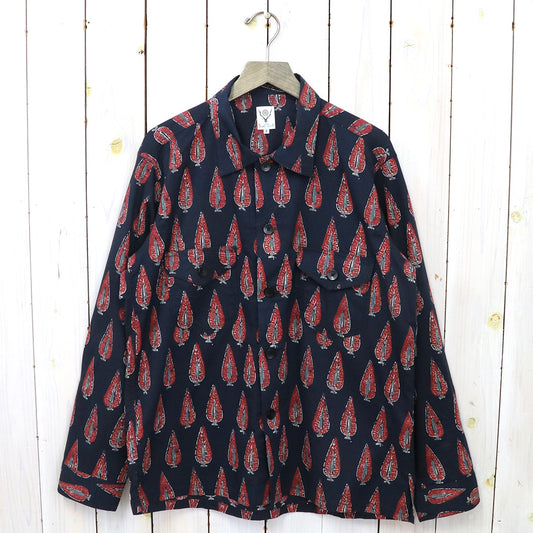 SOUTH2 WEST8『Smokey Shirt-Cotton Cloth/Batik Printed』(Navy)