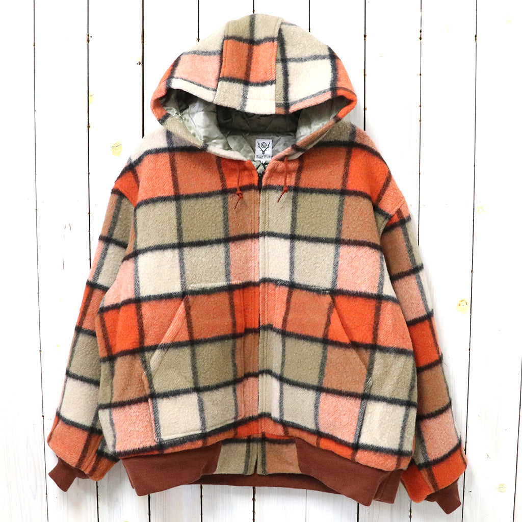 SOUTH2 WEST8『Zipped Work Hoody-Wool Brushed Plaid Twill』(Brick) – Reggieshop