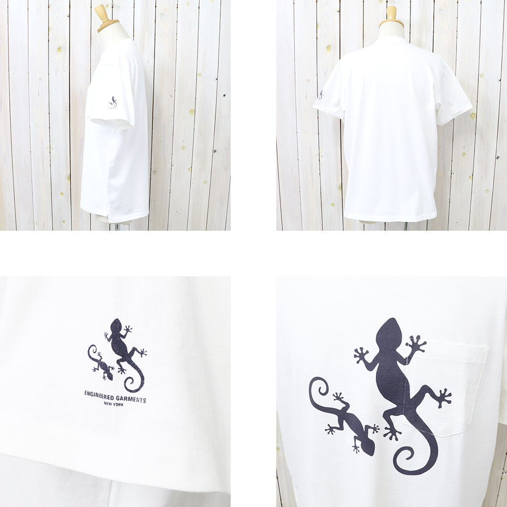 ENGINEERED GARMENTS : Printed Cross Crew Neck T-shirt-Gecko