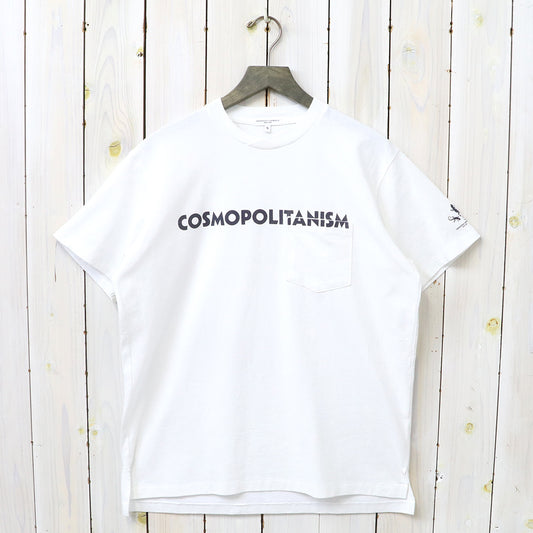 ENGINEERED GARMENTS : Printed Cross Crew Neck T-shirt-Cosmopolitanism (White)