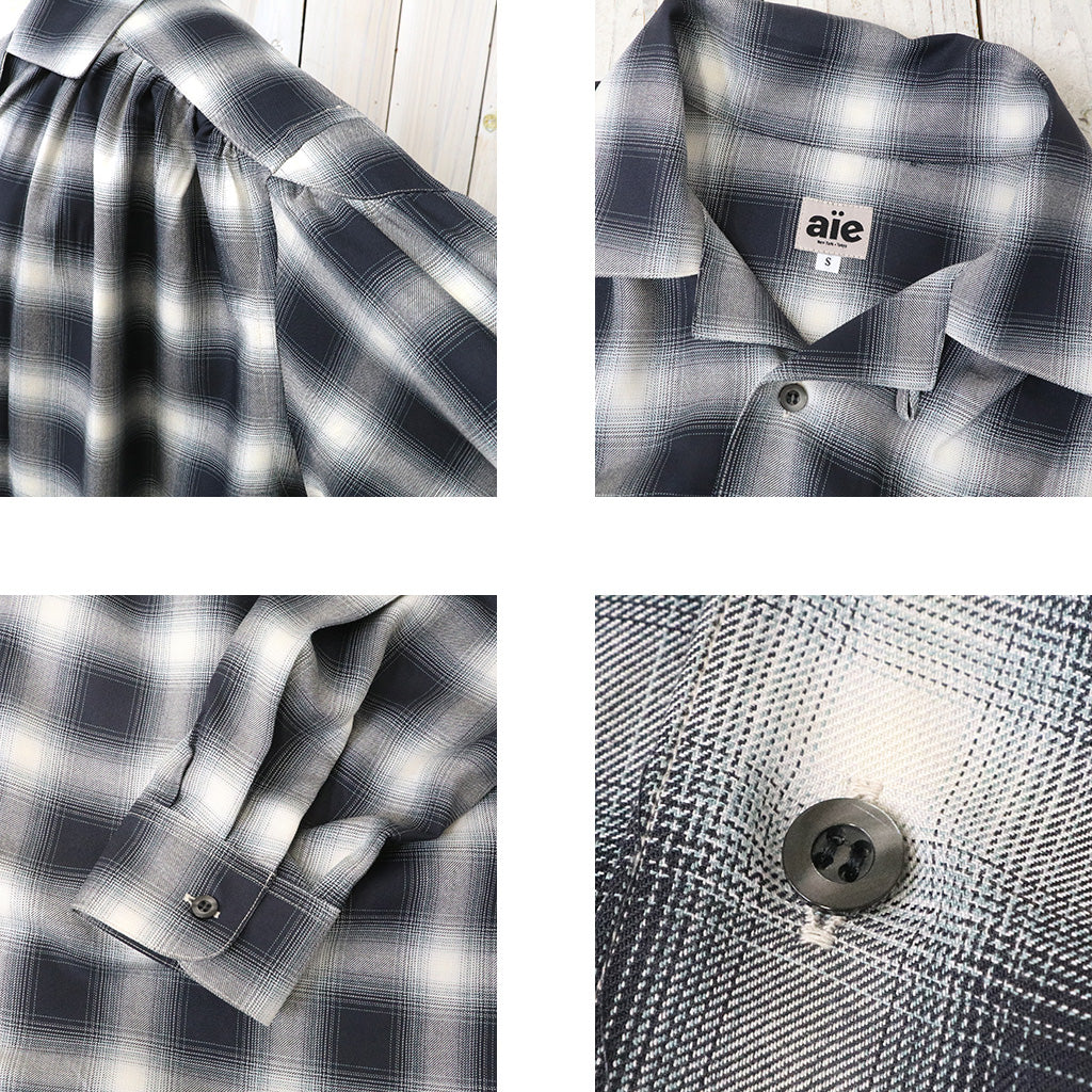 AiE : Painter Shirt-Ombre Rayon Twill (Black)