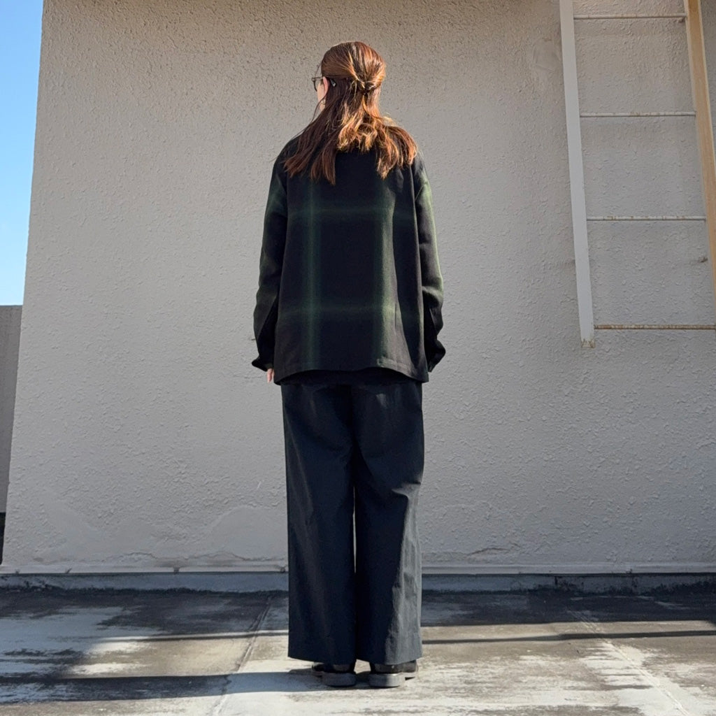 Needles : V Neck Shirt-Rayon Plaid (Black)