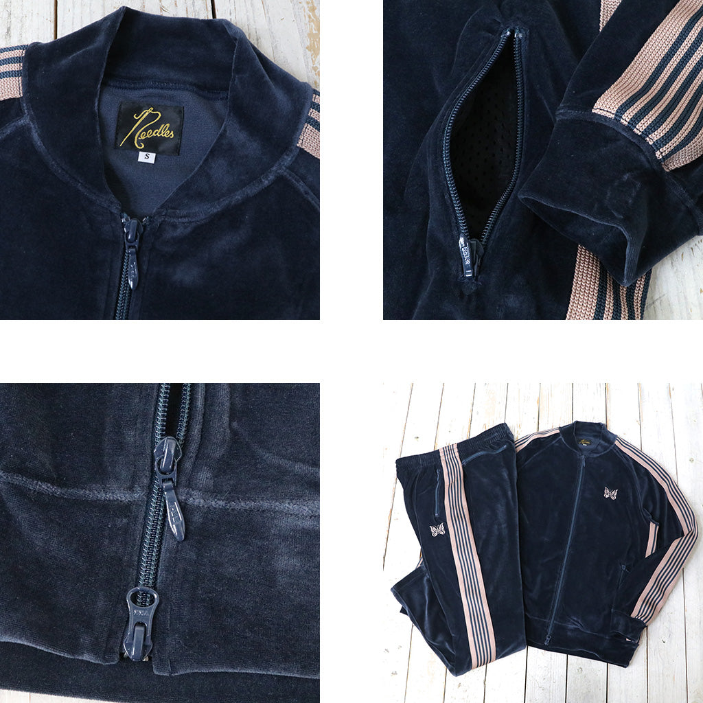 Needles : Rib Collar Track Jacket-C/PE Velour (Steel Blue)