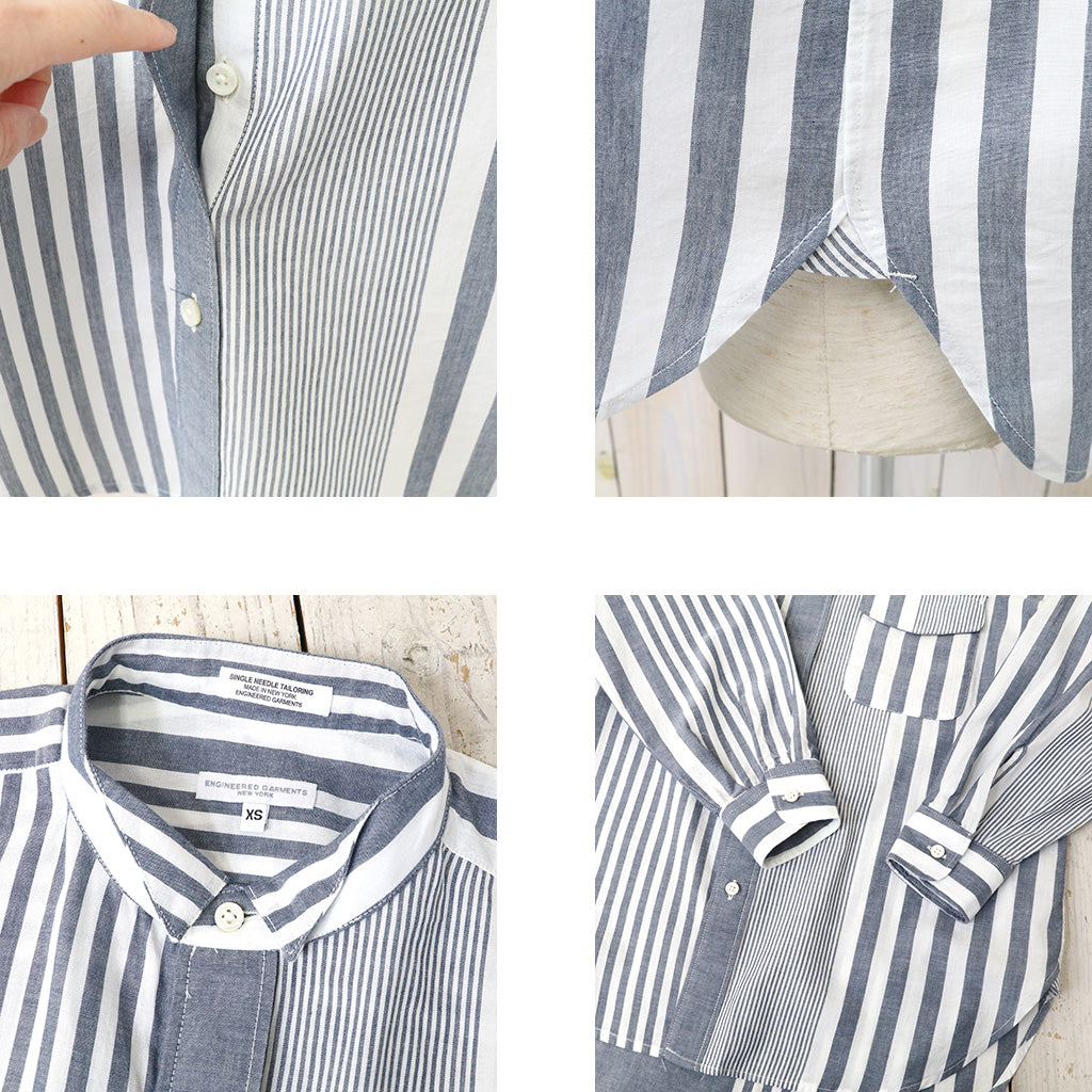 ENGINEERED GARMENTS : Wing Collar Shirt-Stripe Cotton Chambray