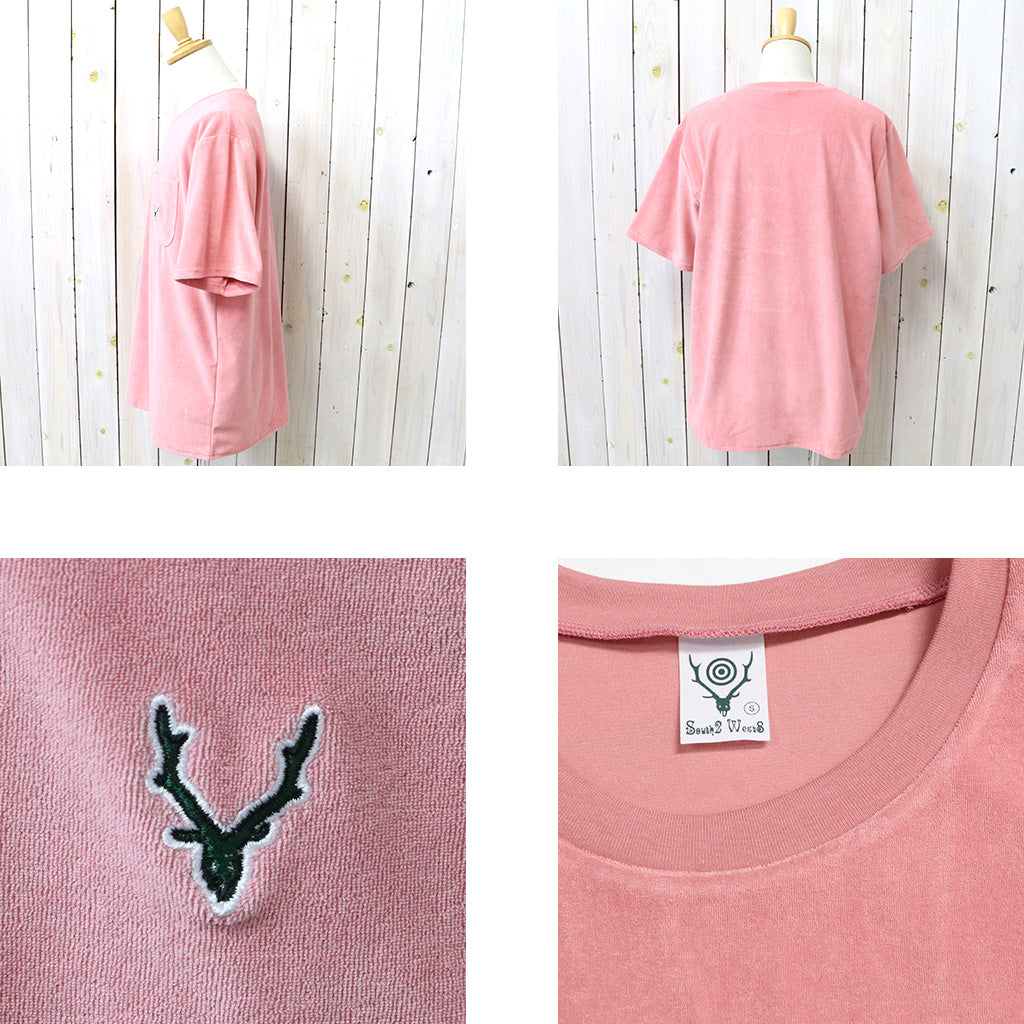 SOUTH2 WEST8 : S/S Round Pocket Tee-C/Pe Pile (Pink)