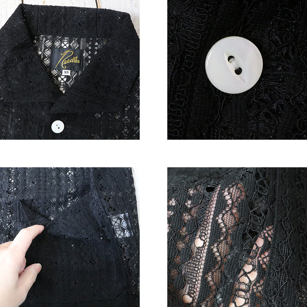 Needles : S/S Widespread Collar Shirt-Raschel Lace