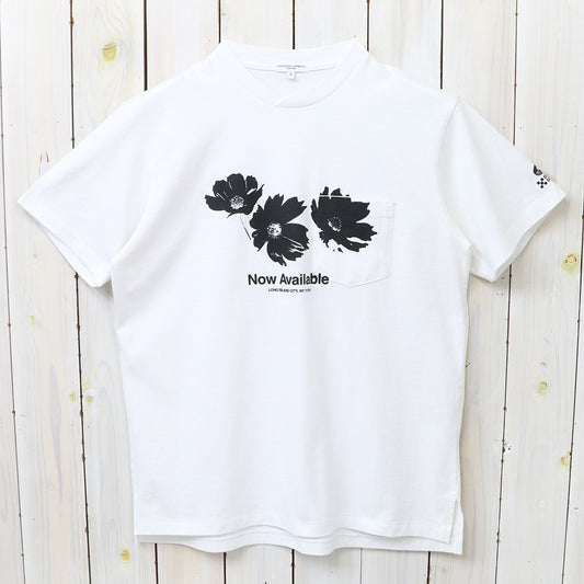 ENGINEERED GARMENTS : Printed Cross Crew Neck T-shirt-Flower (White)